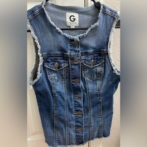 G by Guess Women Denim Button Vest